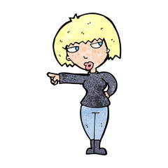cartoon annoyed woman pointing