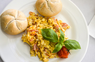 Perfect breakfast , scrambled eggs.