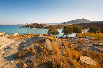 Landscape near Paros Park in the northern part of Paros island, Greece.