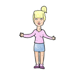 cartoon woman shrugging shoulders