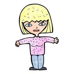 cartoon woman with open arms