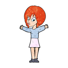 cartoon woman with open arms