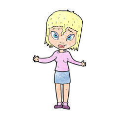 cartoon woman shrugging shoulders