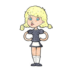 cartoon happy waitress woman