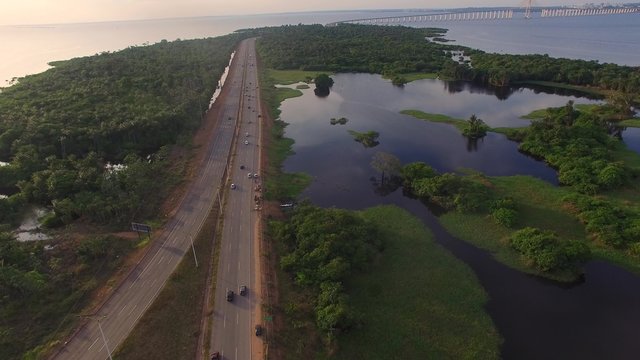 Aerial View of Road in Manaus, Amazon, Brazil