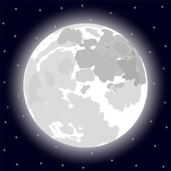 moon in the night sky with stars