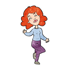 cartoon happy woman dancing