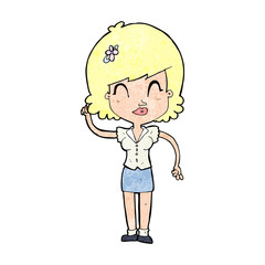 cartoon pretty woman with idea