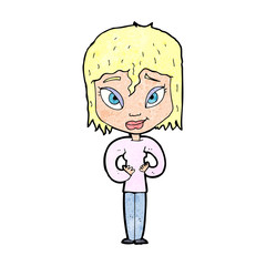 cartoon satisfied woman