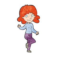 cartoon friendly woman waving