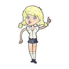 cartoon pretty woman with idea