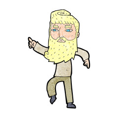 cartoon bearded man pointing the way