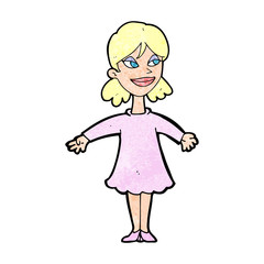 cartoon woman with open arms