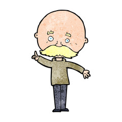 cartoon bald man with idea