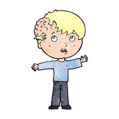 cartoon boy with growth on head