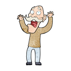 cartoon old man getting a fright