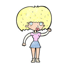cartoon woman waving