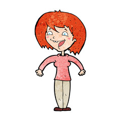 cartoon excited woman