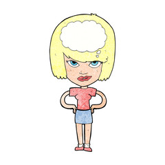 cartoon woman thinking