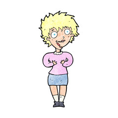 cartoon excited woman