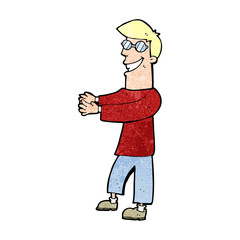 cartoon grinning man wearing glasses