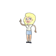 cartoon pretty woman with idea