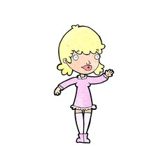 cartoon woman waving