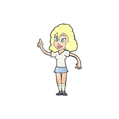 cartoon pretty woman with idea