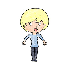 cartoon woman shrugging shoulders