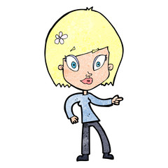 cartoon pretty woman pointing