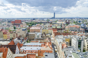 Panoramic view of the old town in Wroclaw, Poland