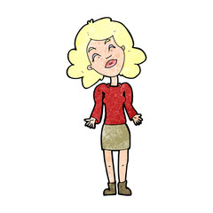 cartoon woman shrugging shoulders