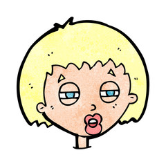 cartoon woman narrowing eyes