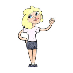 cartoon woman waving