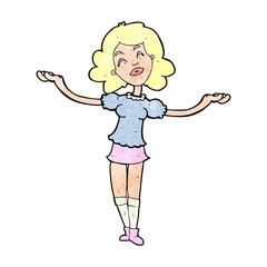 cartoon woman taking praise