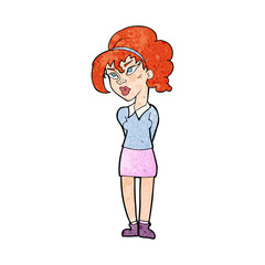 cartoon pretty girl tilting head