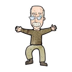 Fototapeta premium cartoon old man waving arms