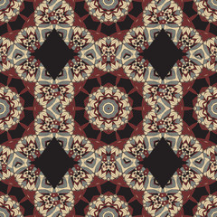 Ornaments Seamless Wallpaper. Stylized Mandala. Circular