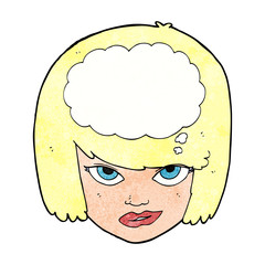 cartoon woman thinking