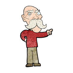 cartoon annoyed old man pointing