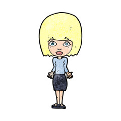 cartoon woman shrugging shoulders