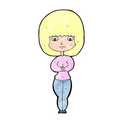 cartoon shy woman