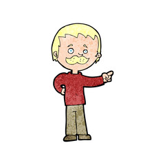 cartoon man with mustache pointing