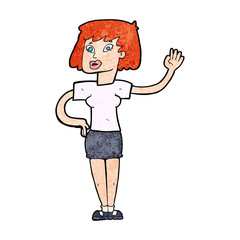 cartoon woman waving