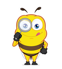 Bee holding a magnifying glass
