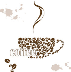 Naklejki  Ilustracja wektorowa z filiżanką kawy i ręcznie rysowane akwarela