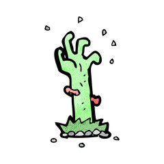 cartoon zombie rising from grave