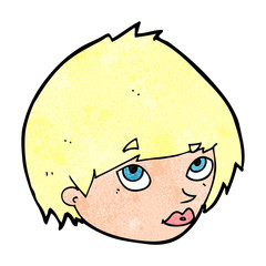 cartoon female face looking up