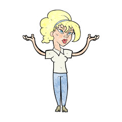 cartoon woman raising hands in air