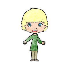 cartoon happy woman